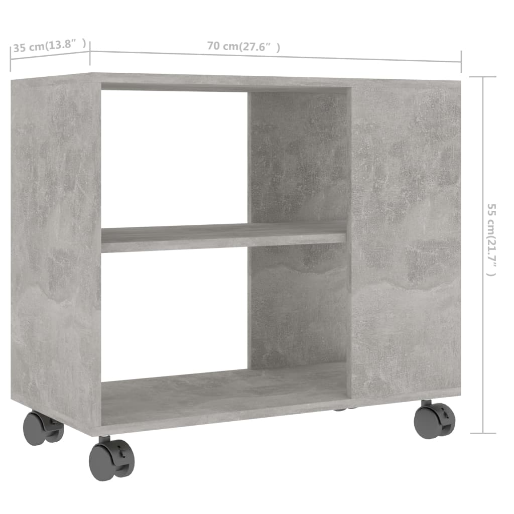 vidaXL Príručný stolík, betónovo sivý 70x35x55 cm, kompozitné drevo