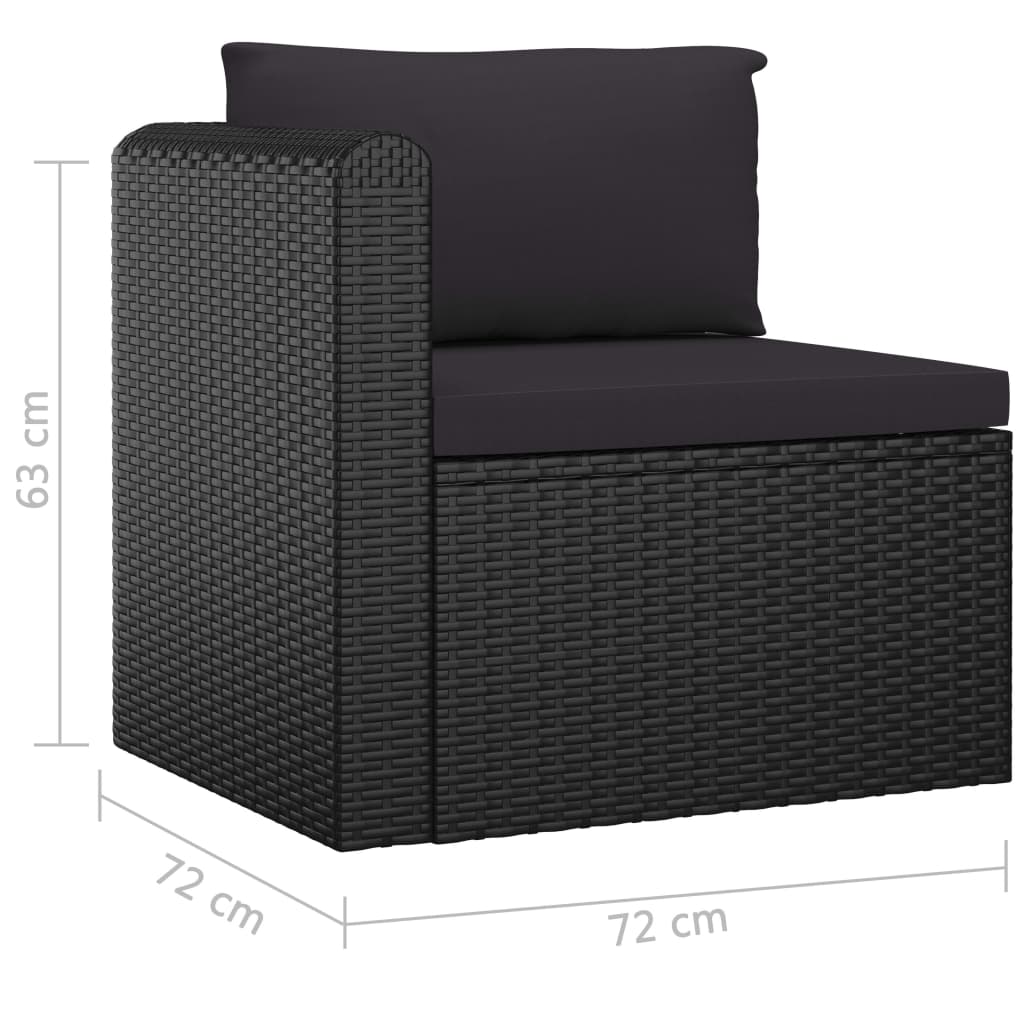 vidaXL 9-dielna záhradná sedacia súprava s vankúšmi polyratanová čierna