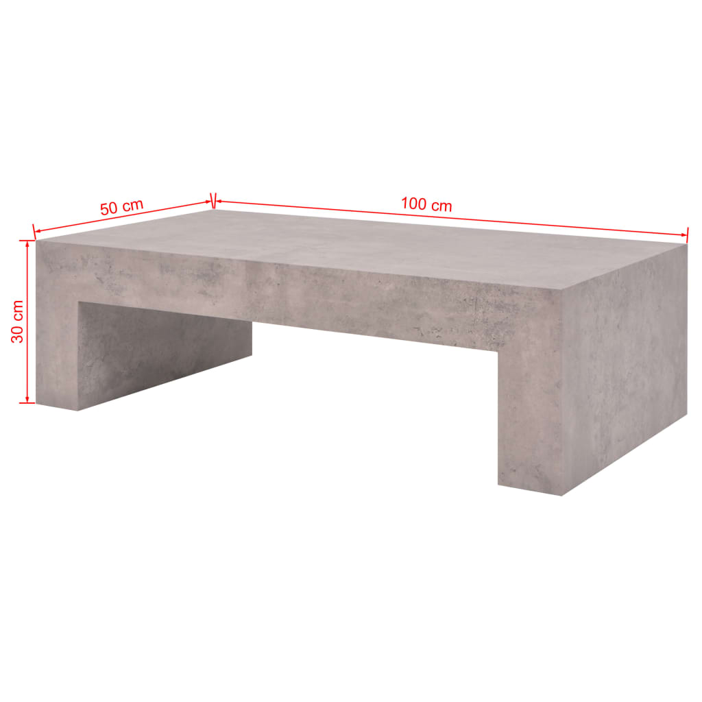 vidaXL Konferenčný stolík, betónový vzhľad 100x50x30 cm