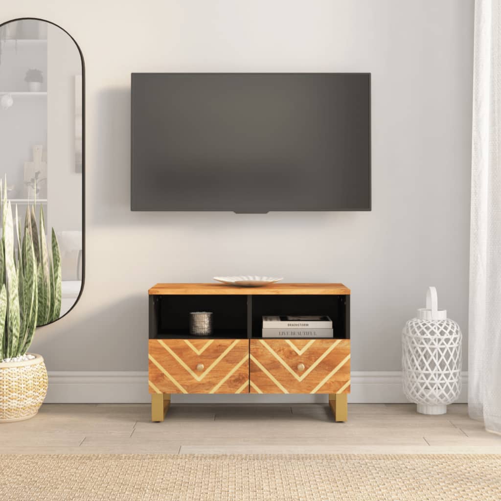 vidaXL TV skrinka hnedo-čierna 70x33,5x46 cm masívne mango