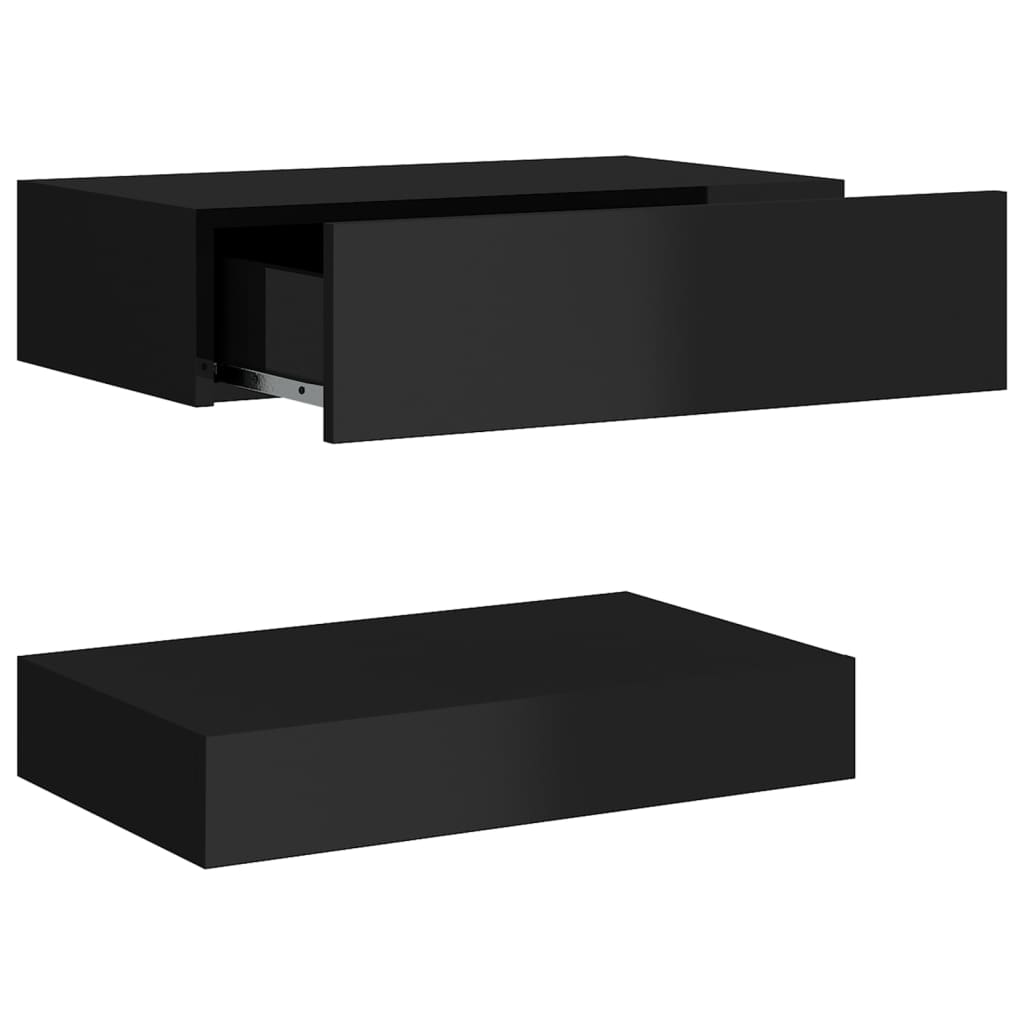 vidaXL Nočný stolík lesklý čierny 60x35 cm drevotrieska