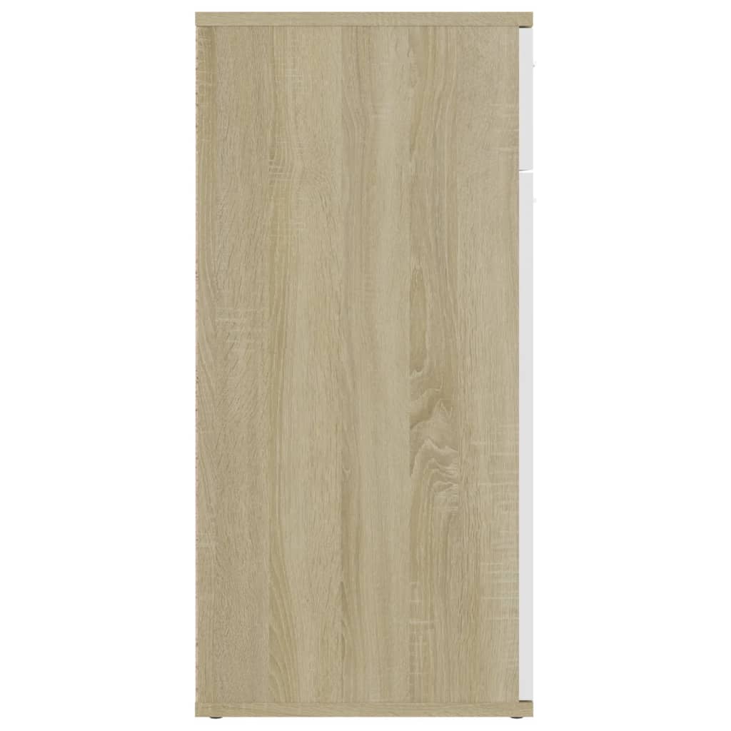 vidaXL Komoda, biela a dub sonoma 80x36x75 cm, kompozitné drevo
