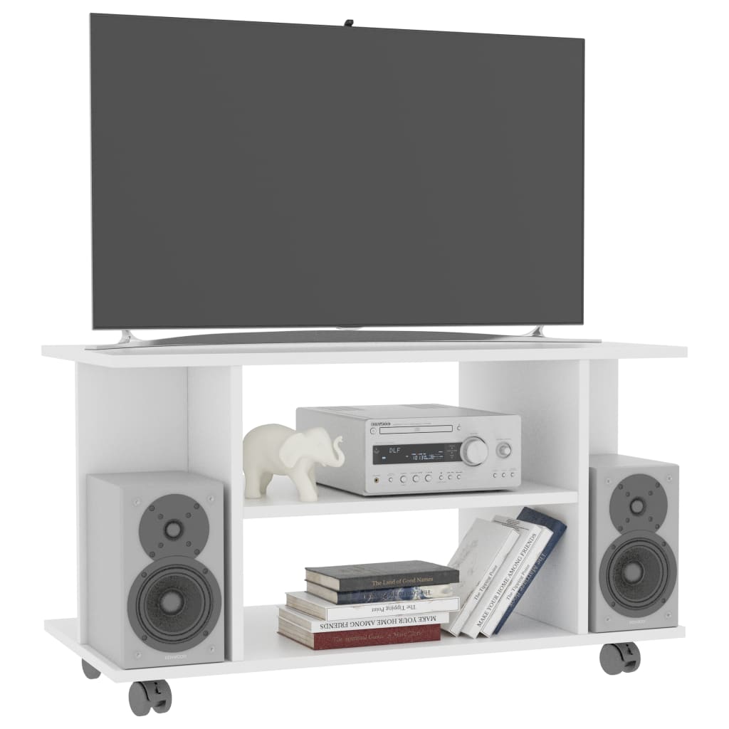 vidaXL TV skrinka s kolieskami biela 80x40x45 cm kompozitné drevo