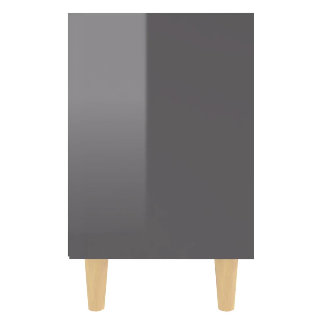 vidaXL Nočné stolíky, nohy z masívu 2 ks, lesklé sivé 40x30x50 cm