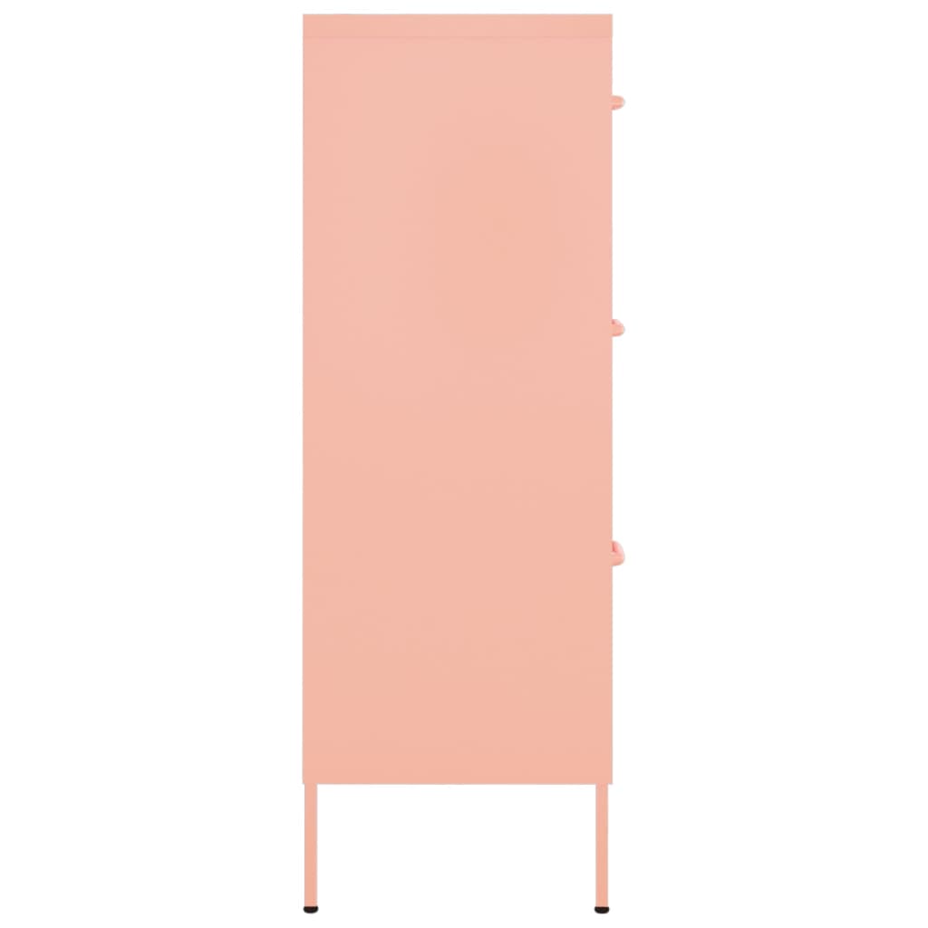 vidaXL Zásuvková skrinka ružová 80x35x101,5 cm oceľ