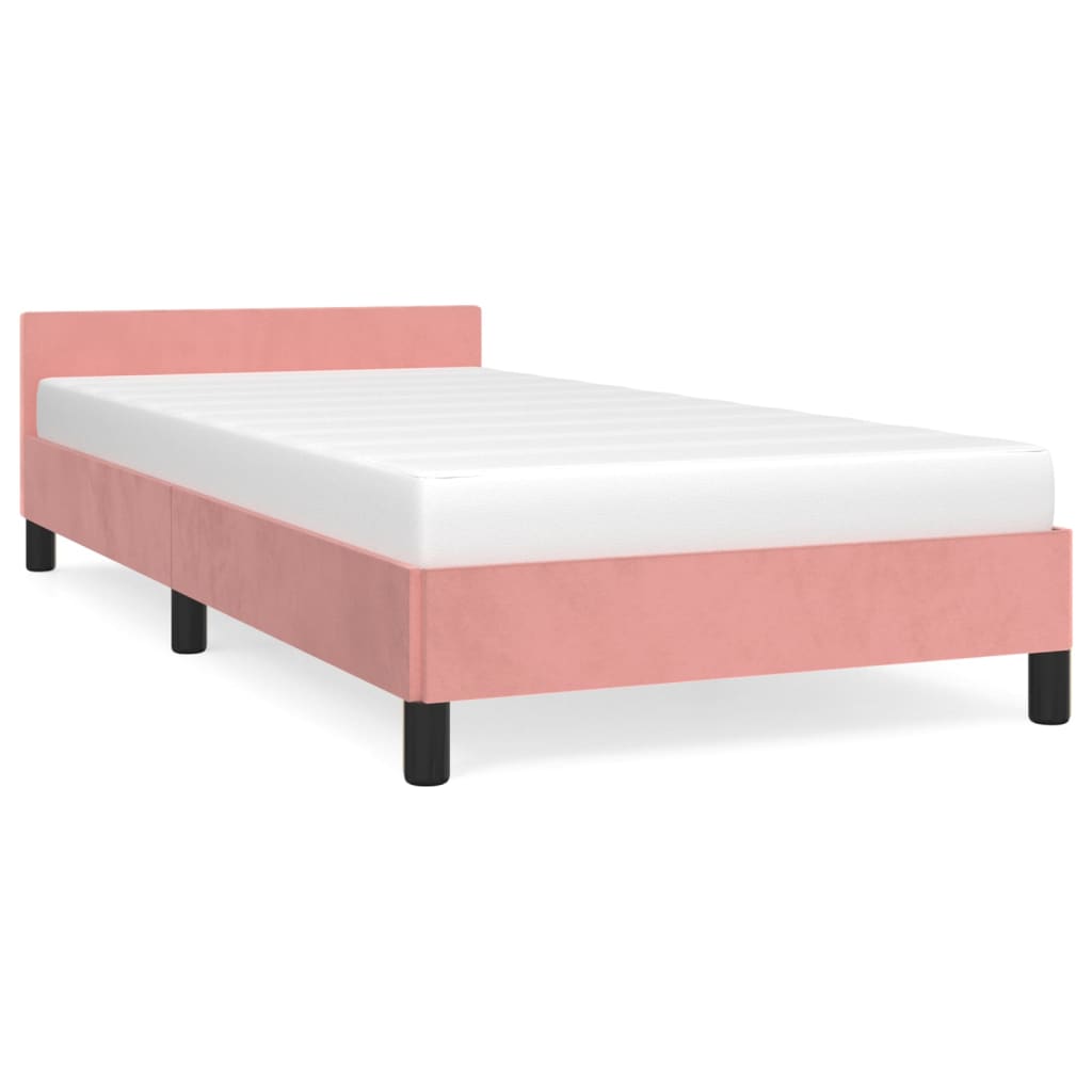 vidaXL Rám postele s čelom ružový 80x200 cm zamat