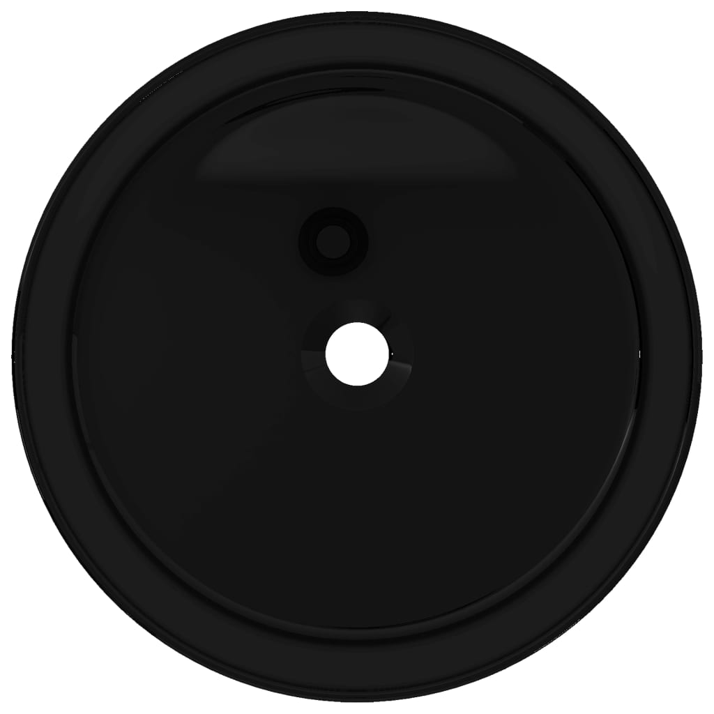 vidaXL Okrúhle keramické umývadlo, čierne, 40x15 cm