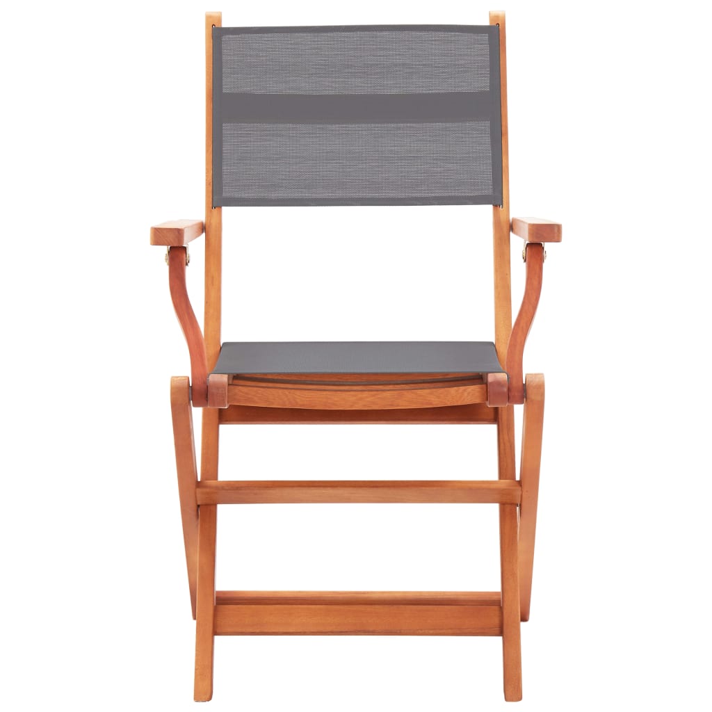 vidaXL Skladacie záhradné stoličky 2 ks, sivé, eukalyptus a textilén