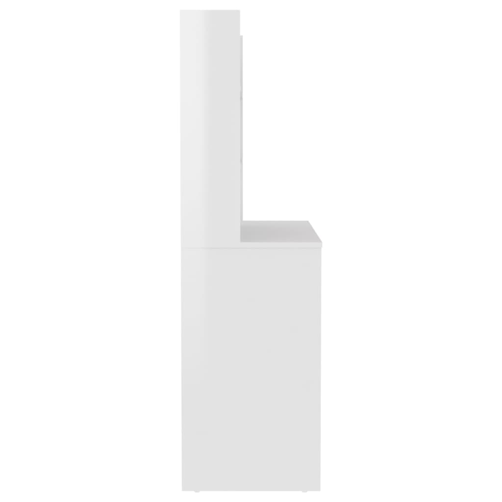 vidaXL Toaletný stolík s LED svetlami 100x40x135 cm MDF lesklý biely