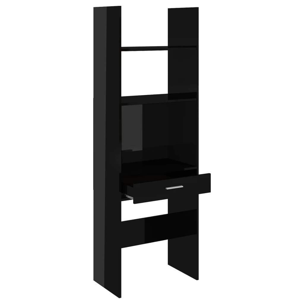 vidaXL Knižnica, lesklá čierna 60x35x180 cm, kompozitné drevo