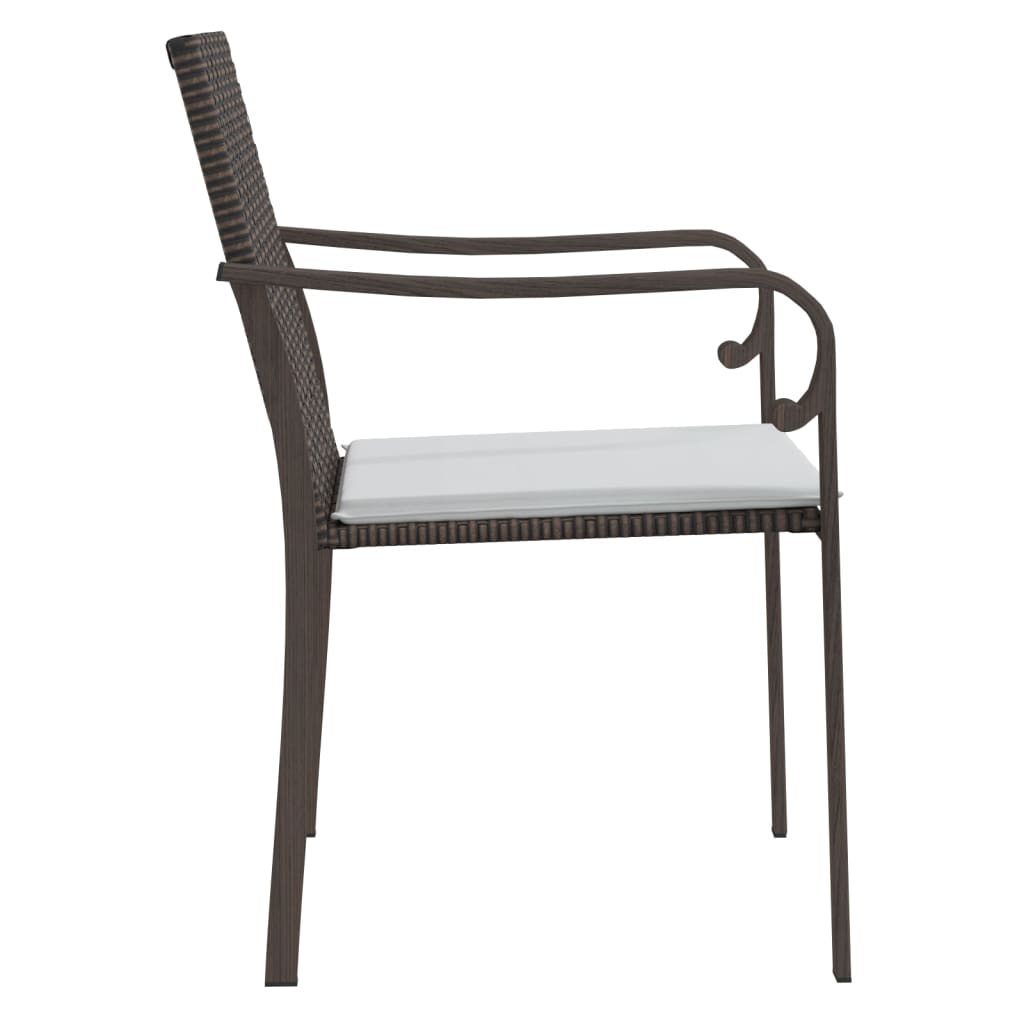 vidaXL Záhradné stoličky s vankúšmi 6 ks hnedé 56x59x84 cm polyratan