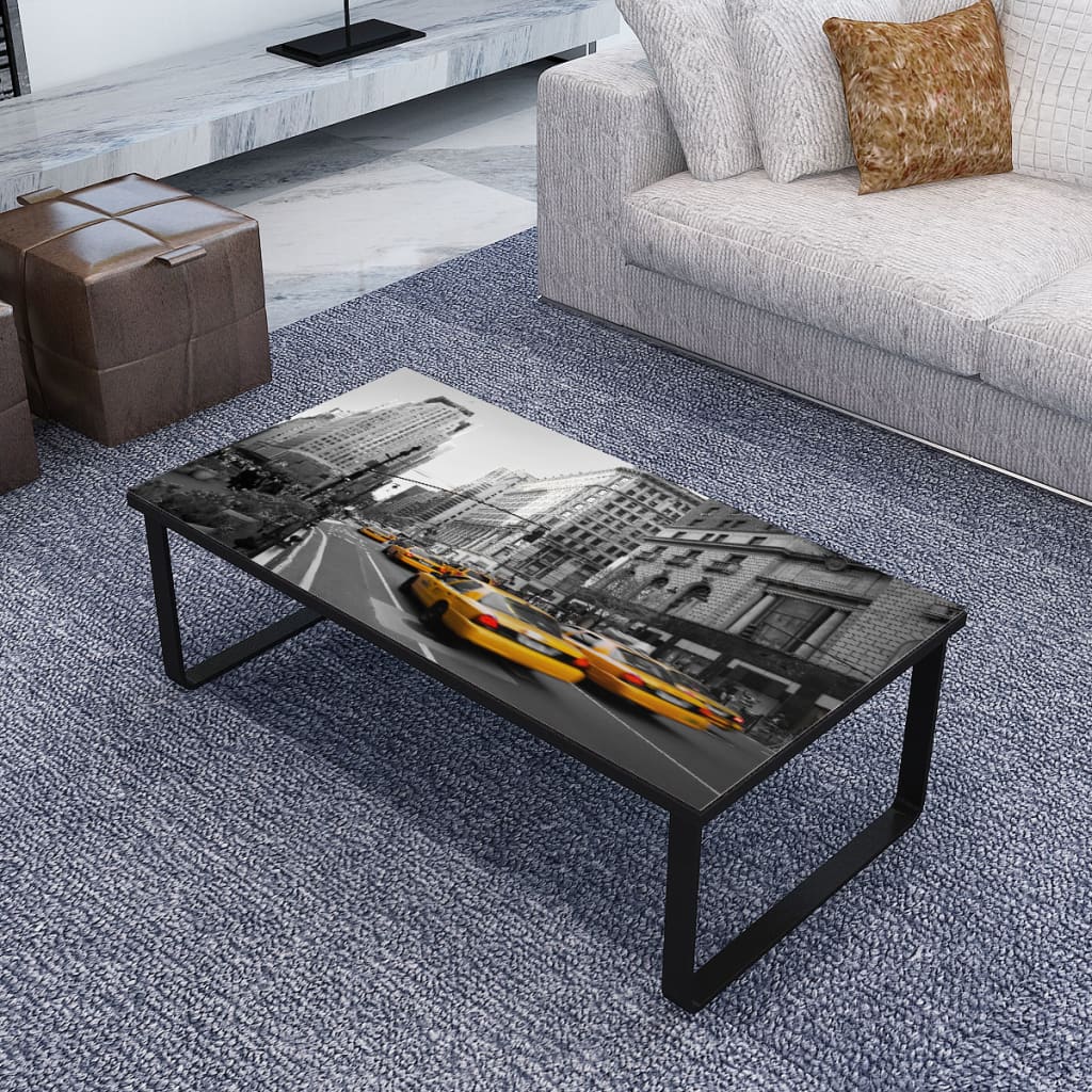 vidaXL Konferenčný stolík so sklenenou doskou, obdĺžnikový