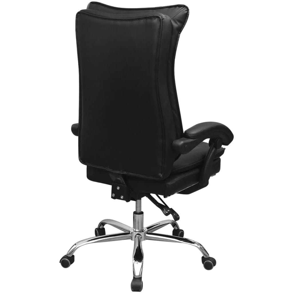 Čierne polohovateľné kancelárske kreslo s opierkou na nohy vidaXL
