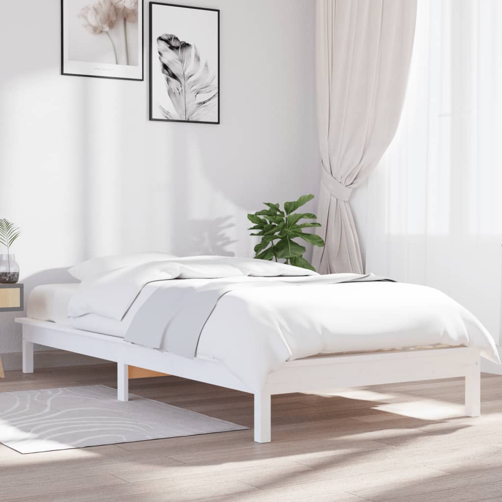 vidaXL Rám postele biely 90x190 cm jednolôžko masívna borovica