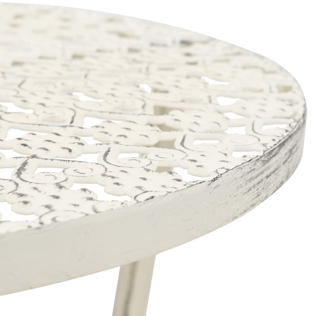 vidaXL Okrúhly kovový bistro stolík vintage prevedenie 40x70 cm biely
