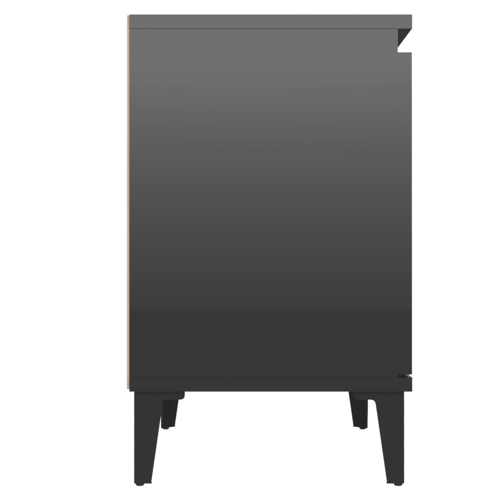 vidaXL Nočné stolíky, kovové nohy, lesklé čierne 40x30x50 cm