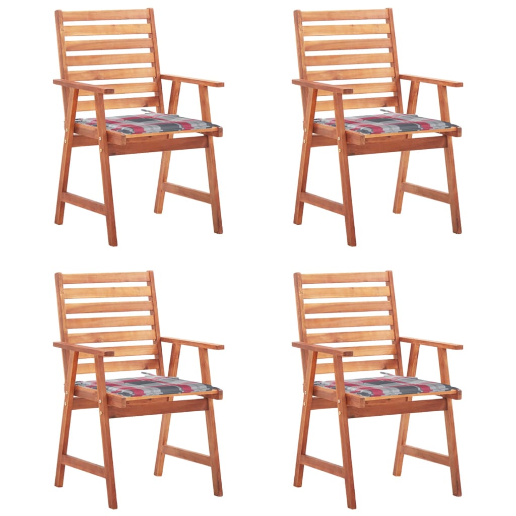 vidaXL Vonkajšie jedálenské stoličky 4 ks s podložkami masívna akácia