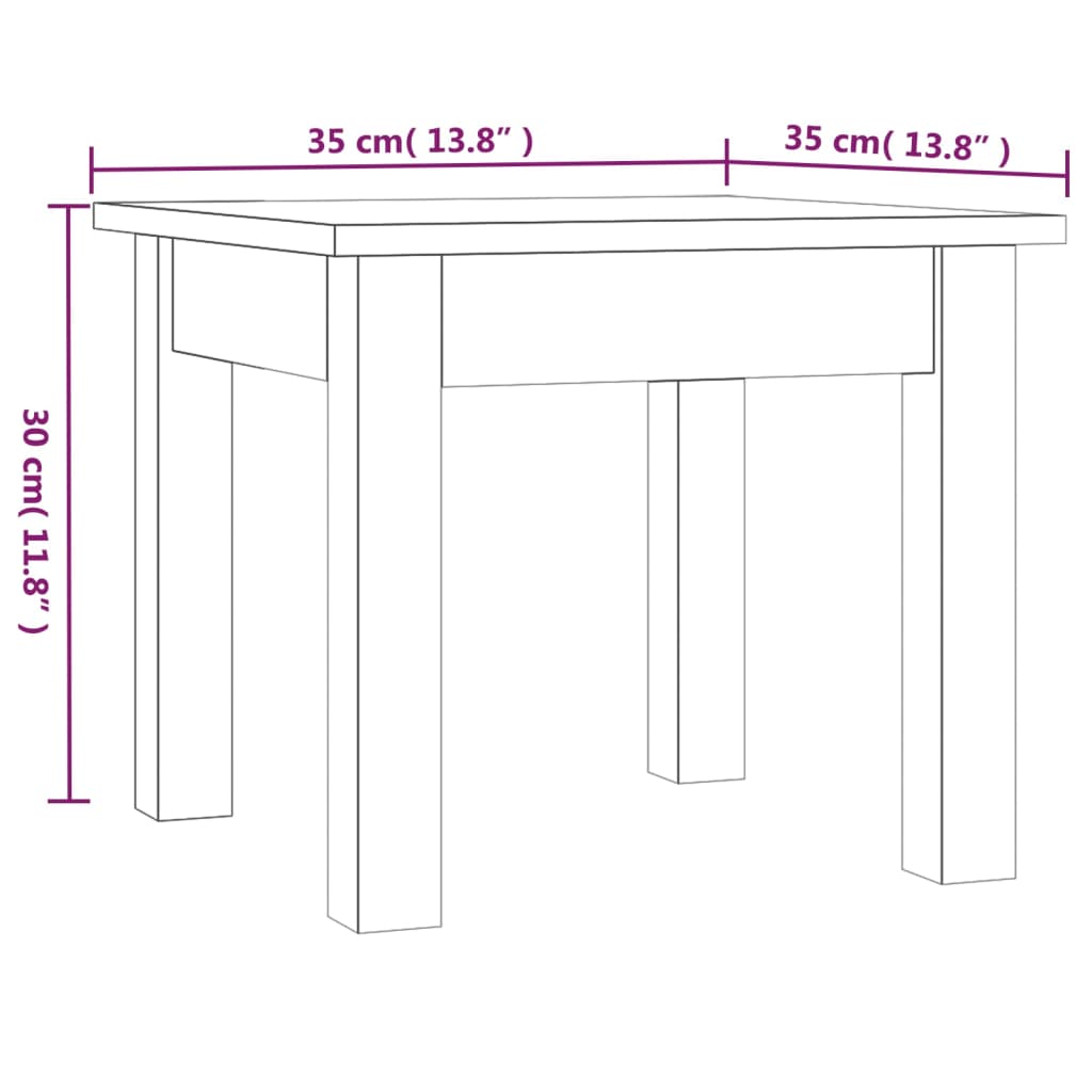 vidaXL Konferenčný stolík biely 35x35x30 cm borovicový masív