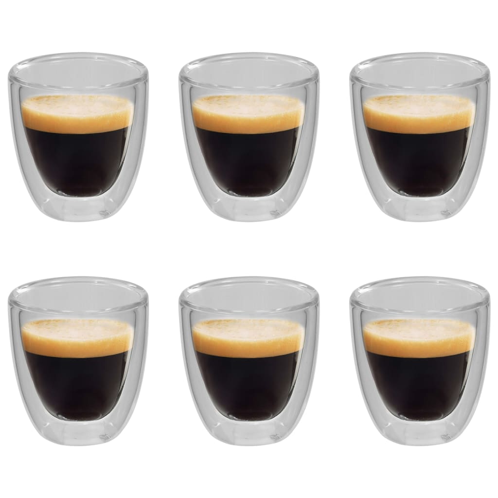 vidaXL Dvojstenné termo poháre na kávu 6 ks 80 ml