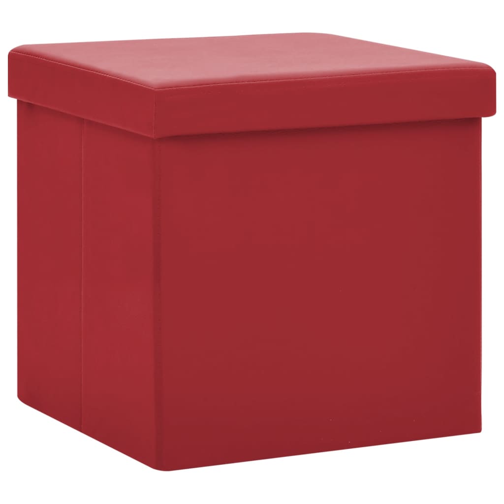 vidaXL Skladacia úložná taburetka vínová-červená PVC