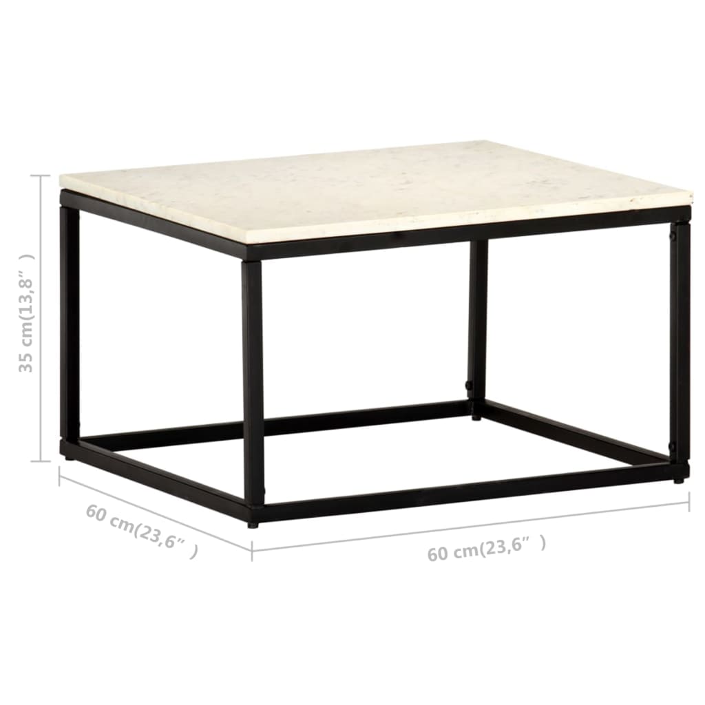 vidaXL Konferenčný stolík biely 60x60x35 cm pravý kameň s mramorovou textúrou