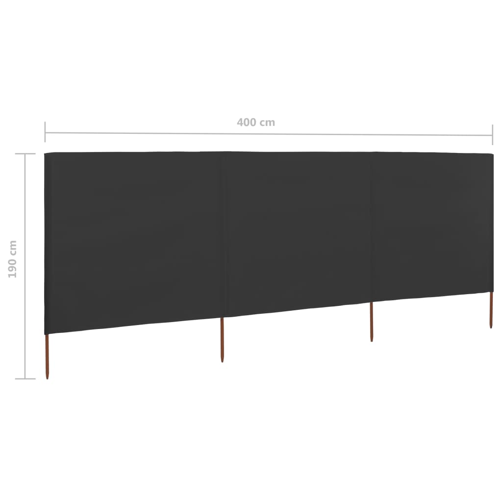 vidaXL 3-panelová zábrana proti vetru antracitová 400x160 cm látková