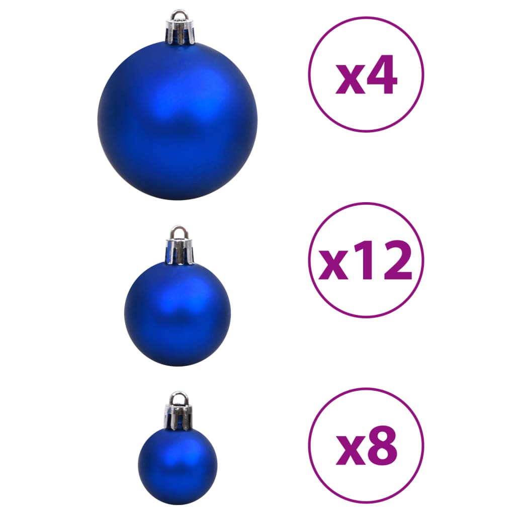 vidaXL Vianočné ozdoby 100 ks modré a strieborné 3 / 4 / 6 cm