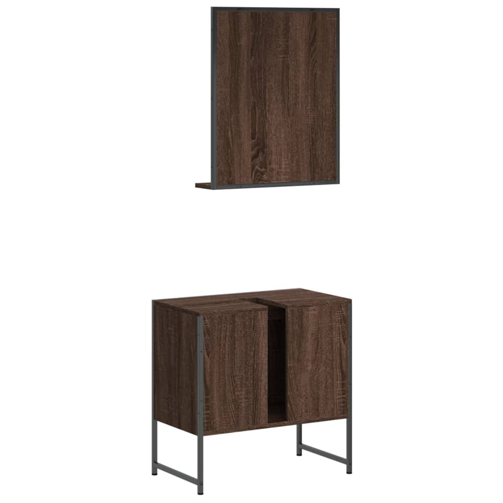vidaXL 2-dielna sada kúpeľňových skriniek hnedý dub kompozitné drevo