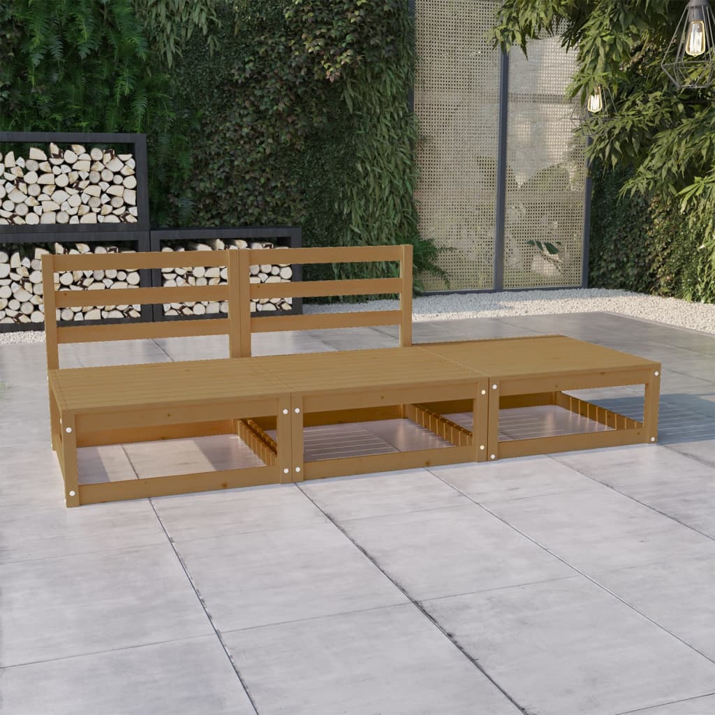 vidaXL 3-dielna záhradná sedacia súprava medovo-hnedá borovicový masív