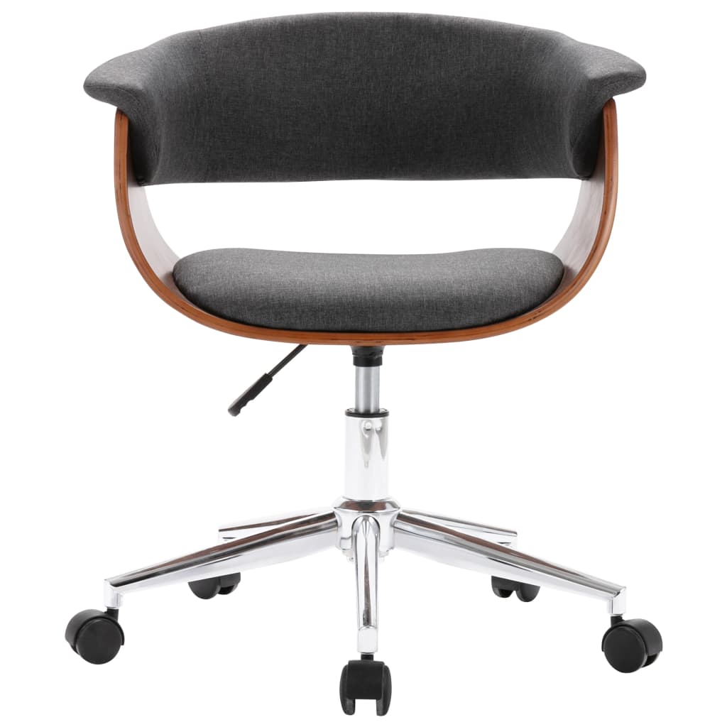 vidaXL Otočná kancelárska stolička, sivá, ohýbané drevo a látka