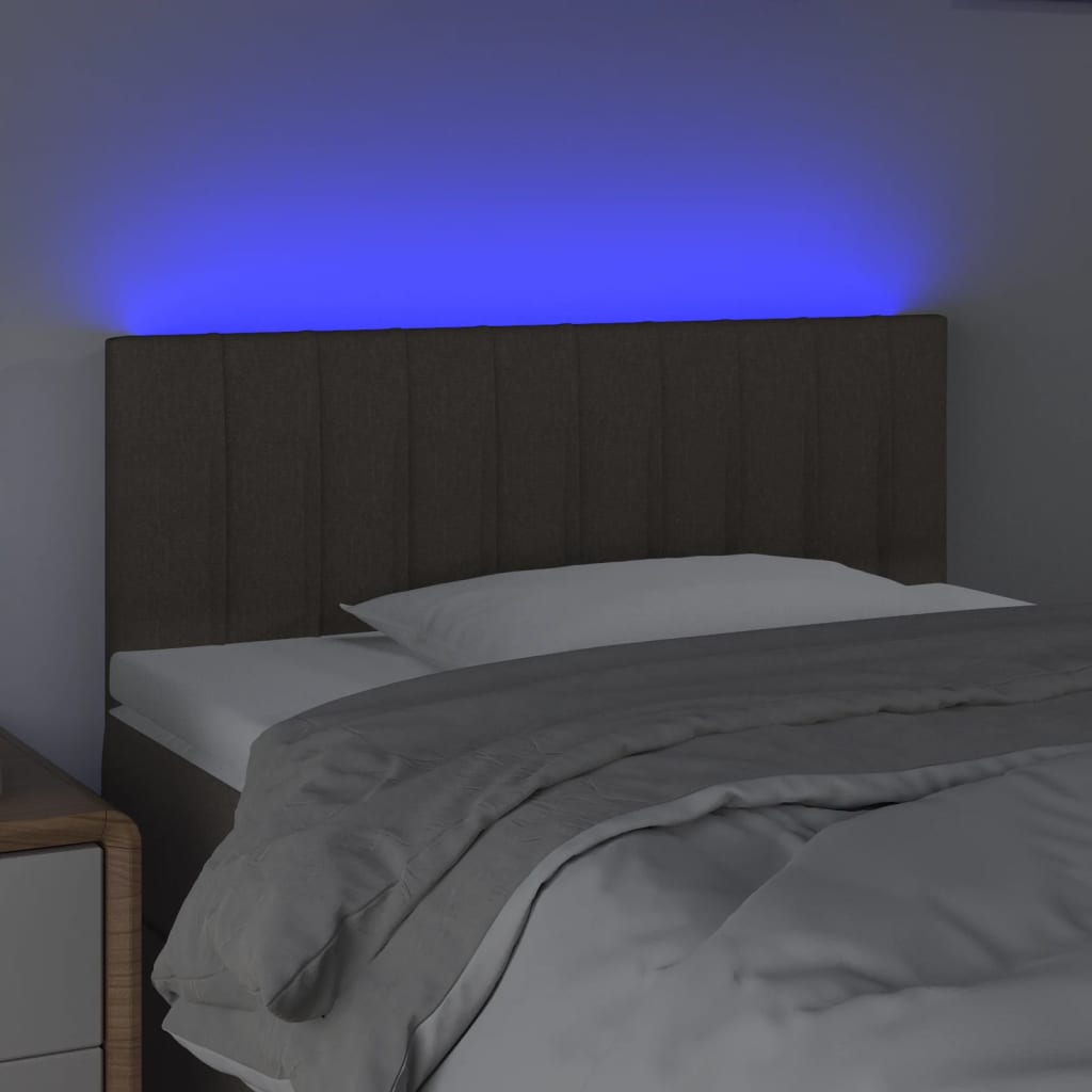 vidaXL Čelo postele s LED sivohnedé 90x5x78/88 cm látka