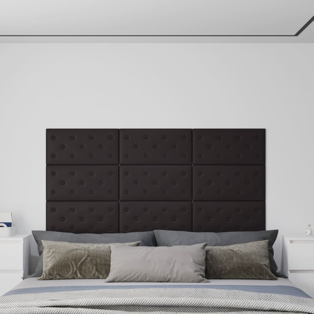 vidaXL Nástenné panely 12 ks čierne 60x30 cm umelá koža 2,16 m²