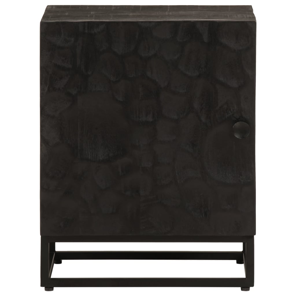 vidaXL Nočný stolík, čierny 40x30x50 cm, mangový masív a železo