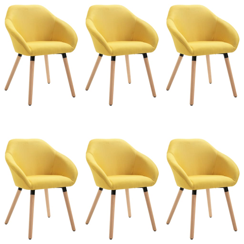 vidaXL Jedálenské stoličky 6 ks žlté látkové