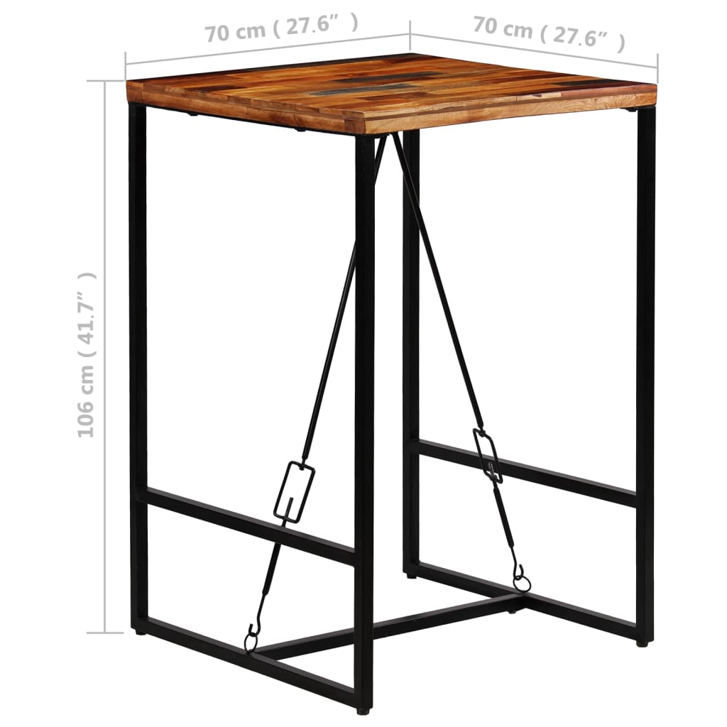vidaXL Barový stôl, recyklovaný masív 70x70x106 cm