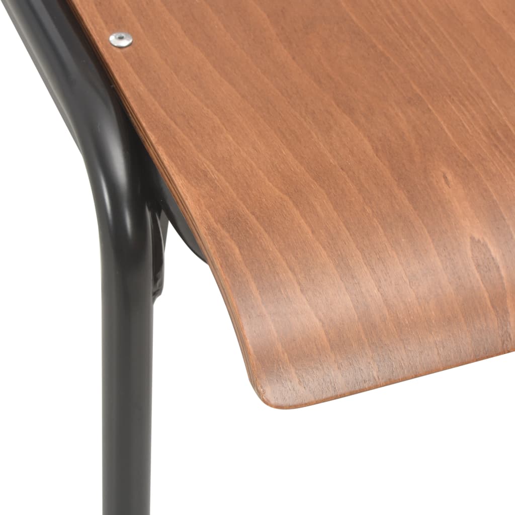 vidaXL Jedálenské stoličky 4 ks hnedé masívna preglejka oceľ