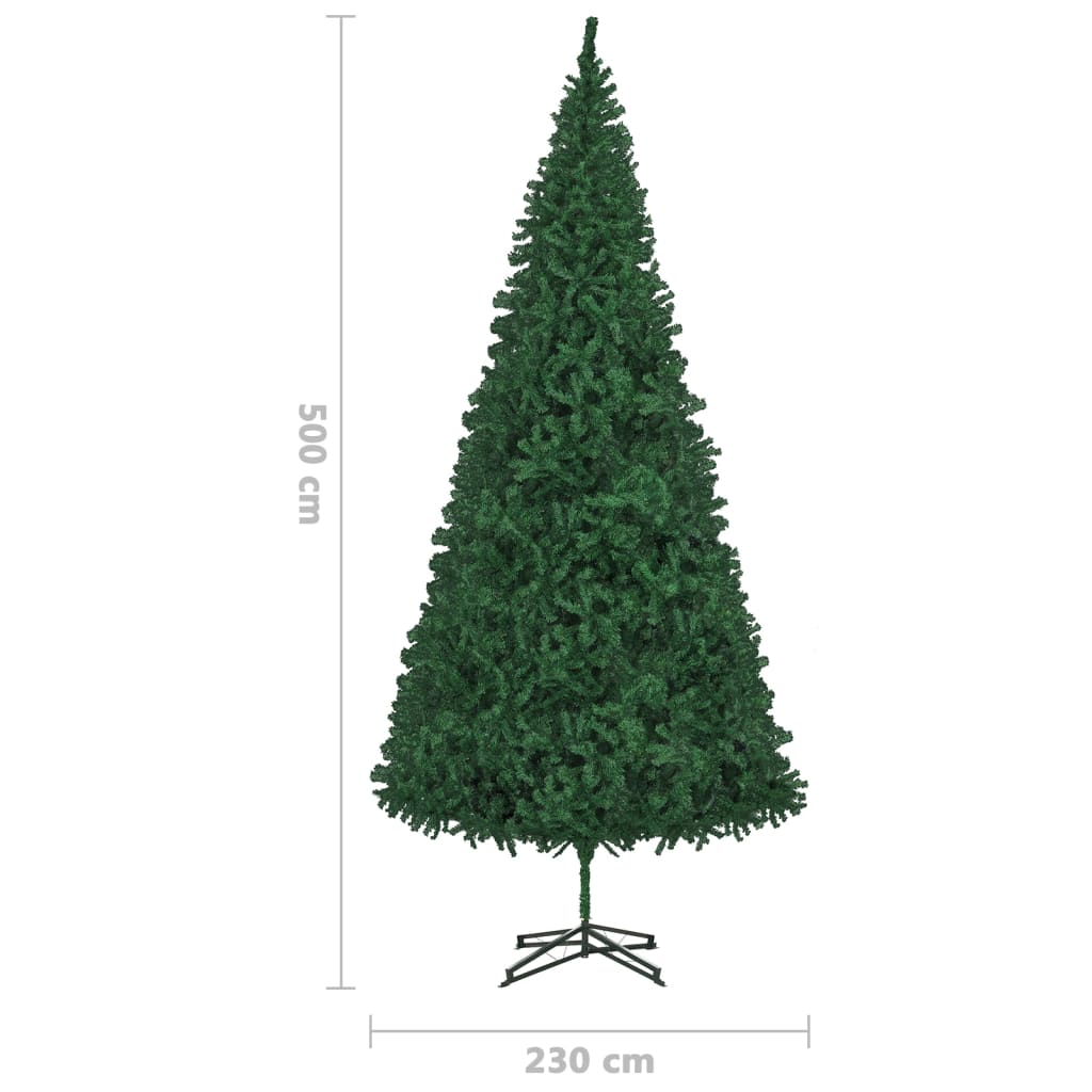 vidaXL Osvetlený umelý vianočný stromček s guľami 500 cm, zelený