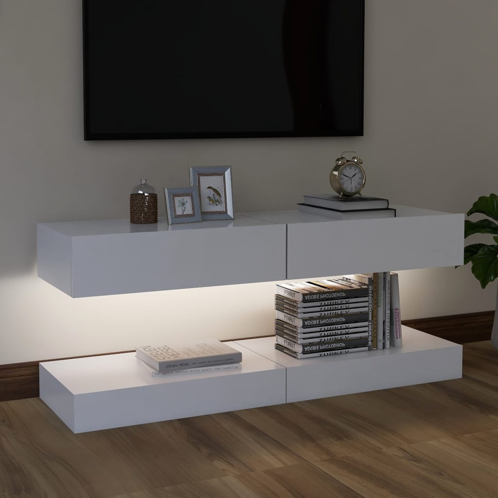 vidaXL TV skrinky s LED svetlami 2 ks biele 60x35 cm