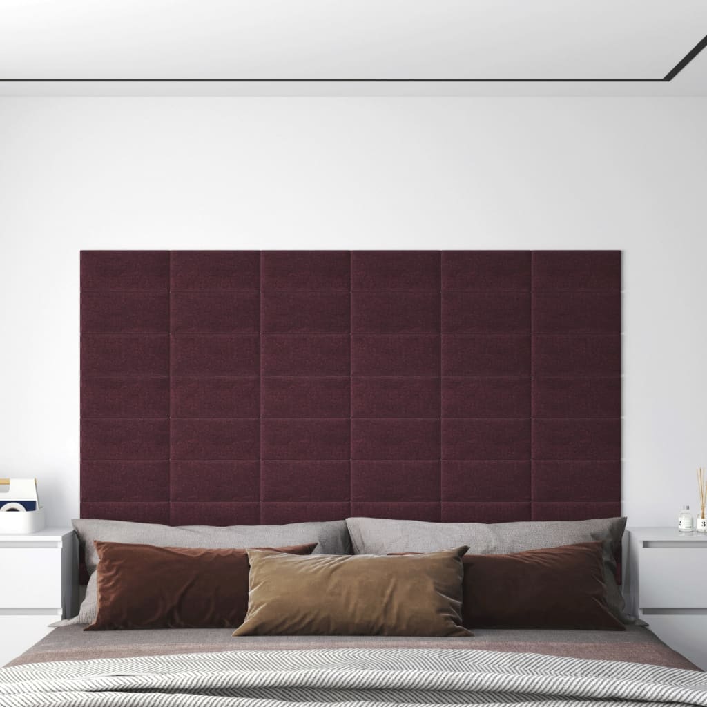 vidaXL Nástenné panely 12 ks fialové 30x15 cm látkové 0,54 m²