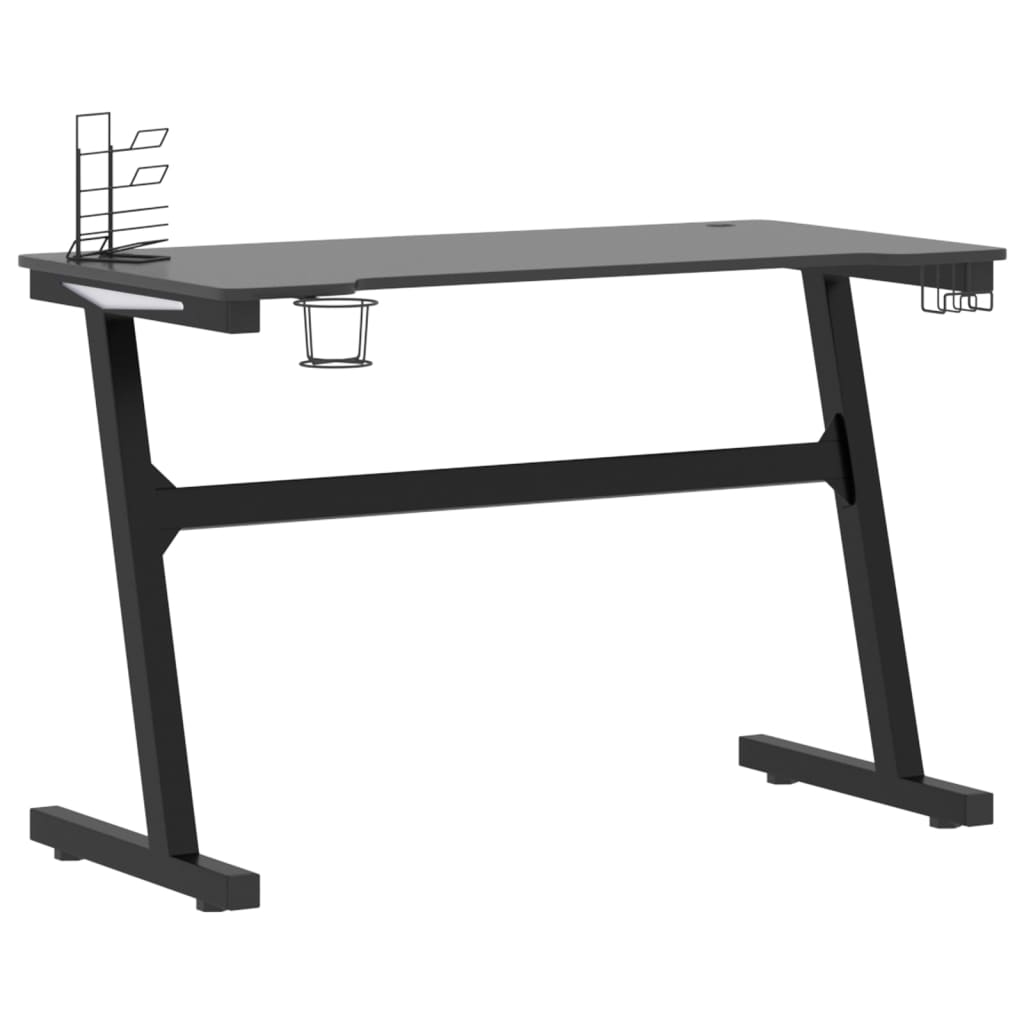 vidaXL Herný stôl LED s nohami v tvare Z čierny 110x60x75 cm
