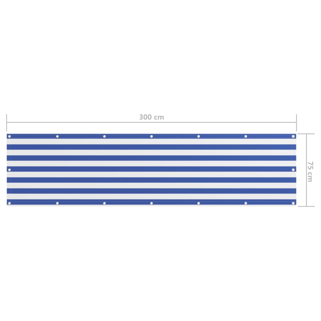 vidaXL Balkónová markíza, biela a modrá 75x300 cm, oxfordská látka