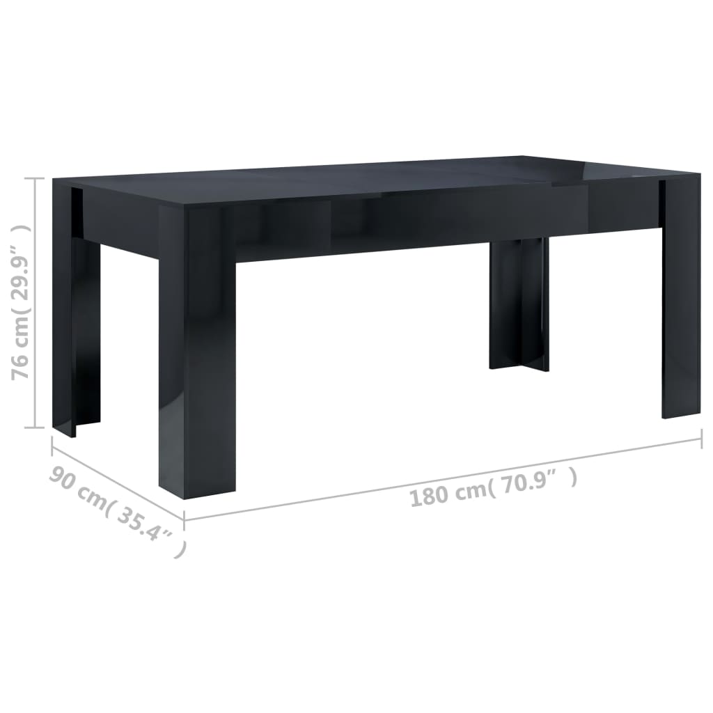vidaXL Jedálenský stôl, lesklý sivý 180x90x76 cm, drevotrieska