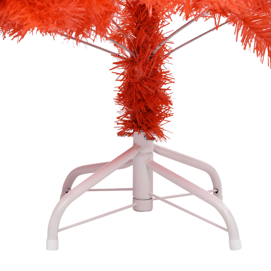 vidaXL Osvetlený umelý vianočný stromček s guľami, červený 180 cm, PVC