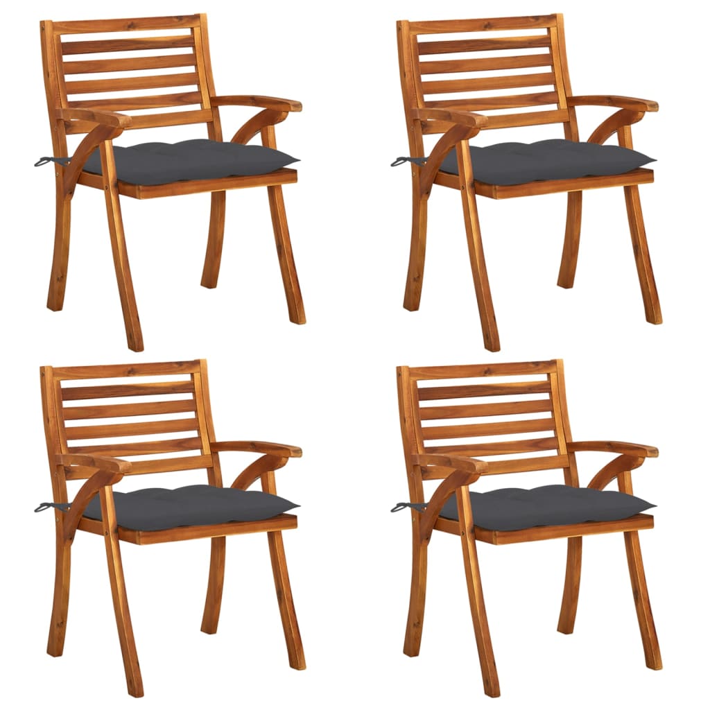 vidaXL Záhradné stoličky so sedákmi 4 ks akáciový masív