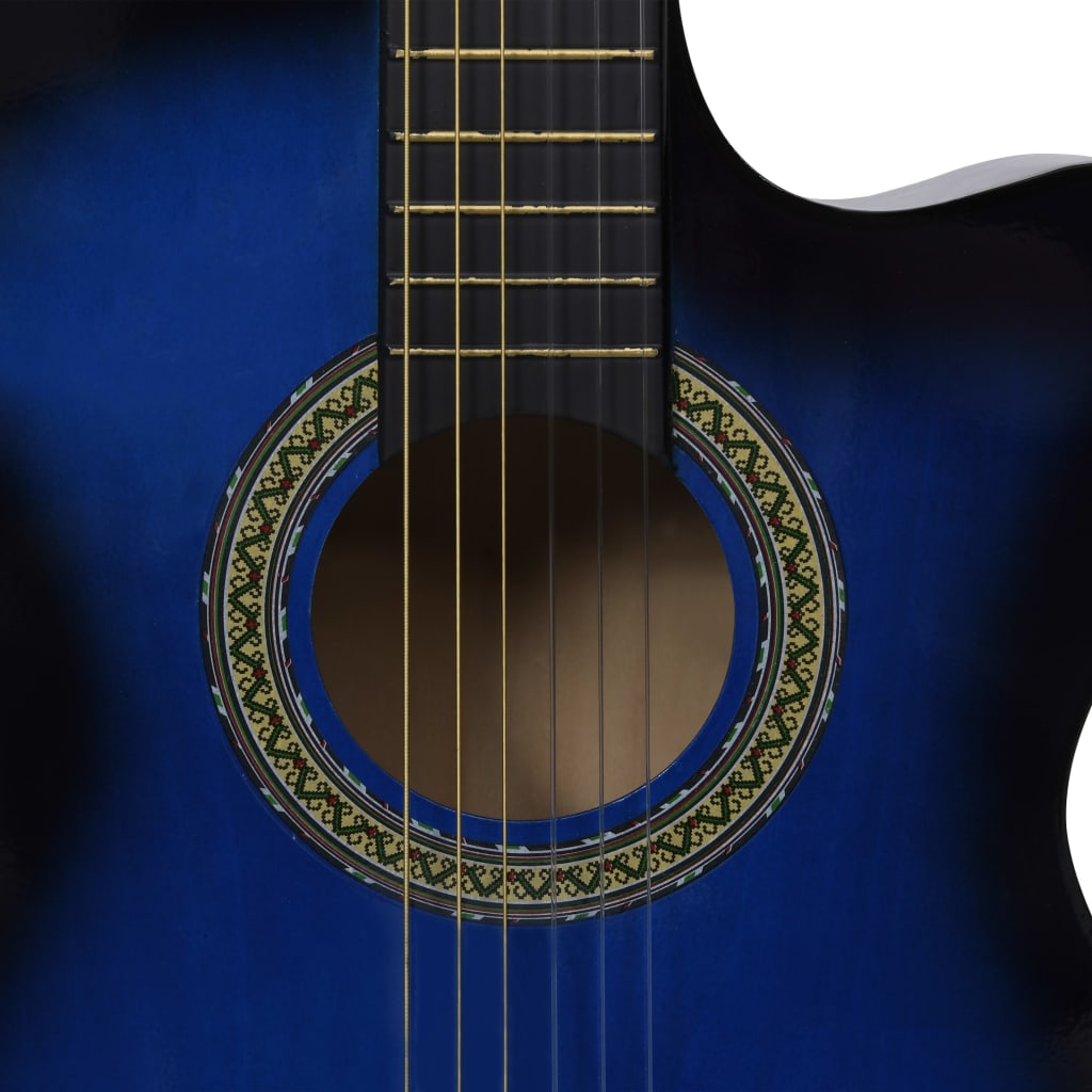 vidaXL Folková klasická gitara s výrezom, ekvalizér, 6 strún, modrá