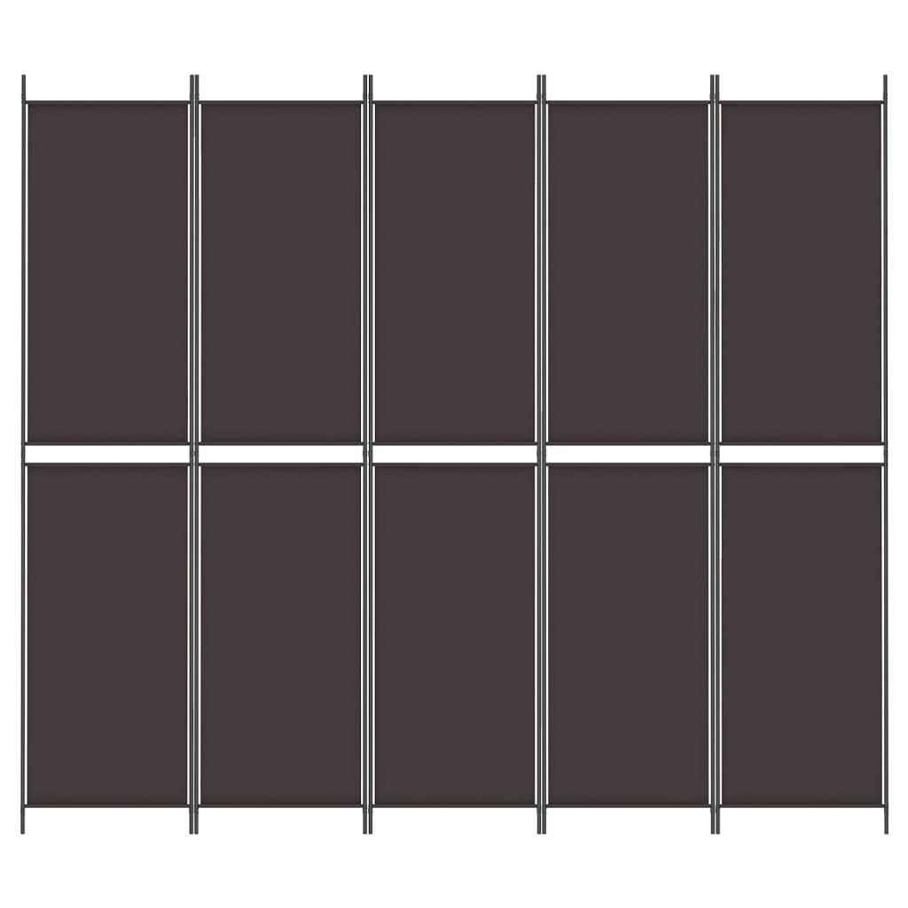 vidaXL 5-panelový paraván hnedá 250x220 cm látkový