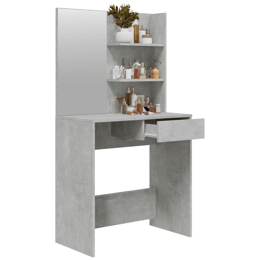 vidaXL Toaletný stolík so zrkadlom betónový sivý 74,5x40x141 cm