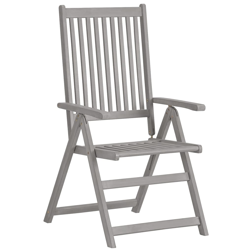 vidaXL Záhradné sklápacie stoličky 4 ks sivé masívne akáciové drevo