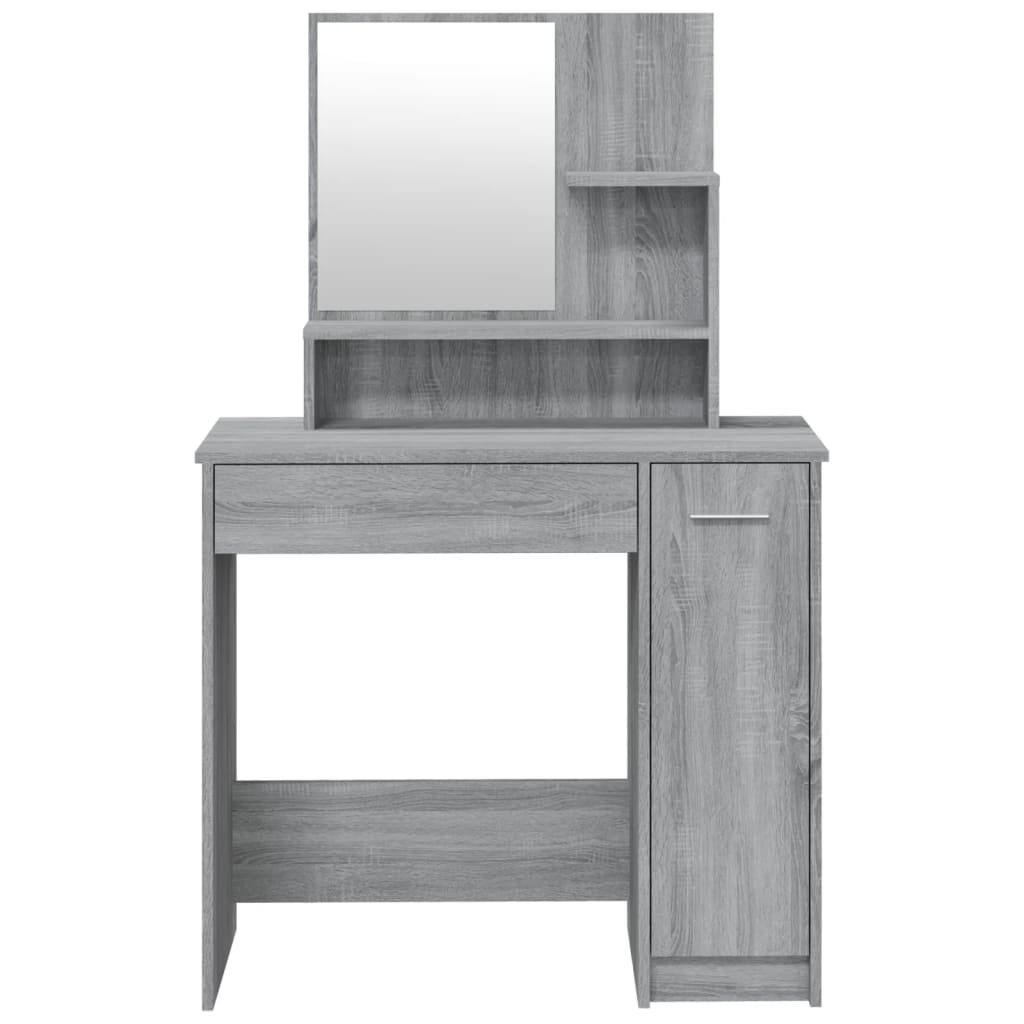 vidaXL Toaletný stolík so zrkadlom sivý dub sonoma 86,5x35x136 cm