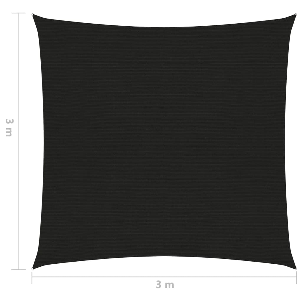 vidaXL Tieniaca plachta 160 g/m² čierna 3x3 m HDPE